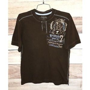 Wrangler Brown Henley T-shirt Boys XL 14/16